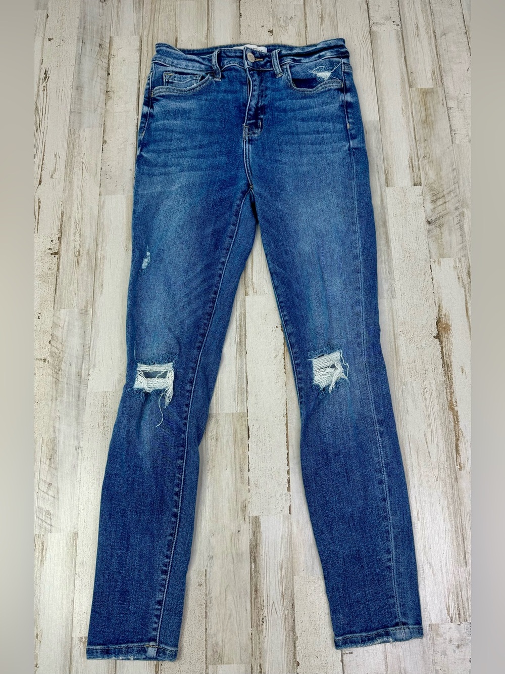 Flying Monkey Jeans Womens 27 (26x27) Blue Skinny Mid Rise Distressed